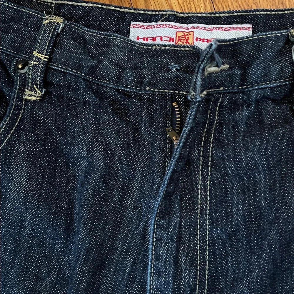 Kanji Premium Vintage Men’s Embroidered Dark Wash Jeans Men’s Y2K Size 36x32